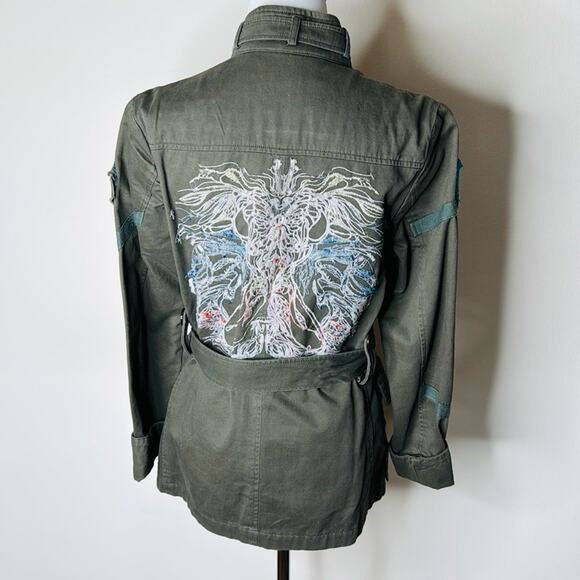 Love Stitch Green Belted Embroidered Utility Jacket - Picture 5 of 7
